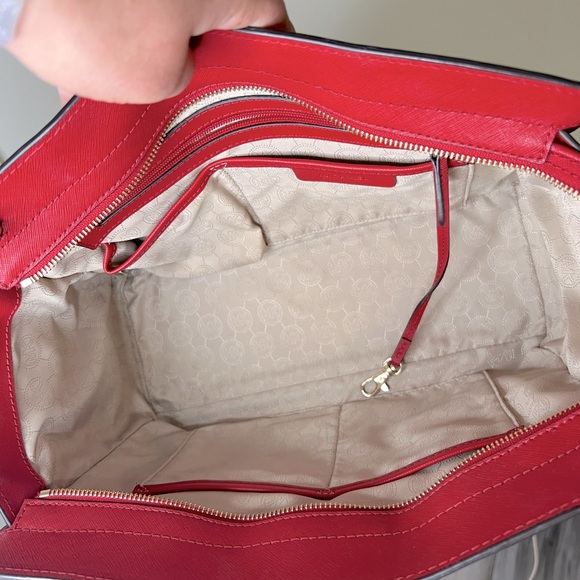 Michael Kors Selma Saffiano Leather Medium Satchel (Red) - Picture 7 of 7